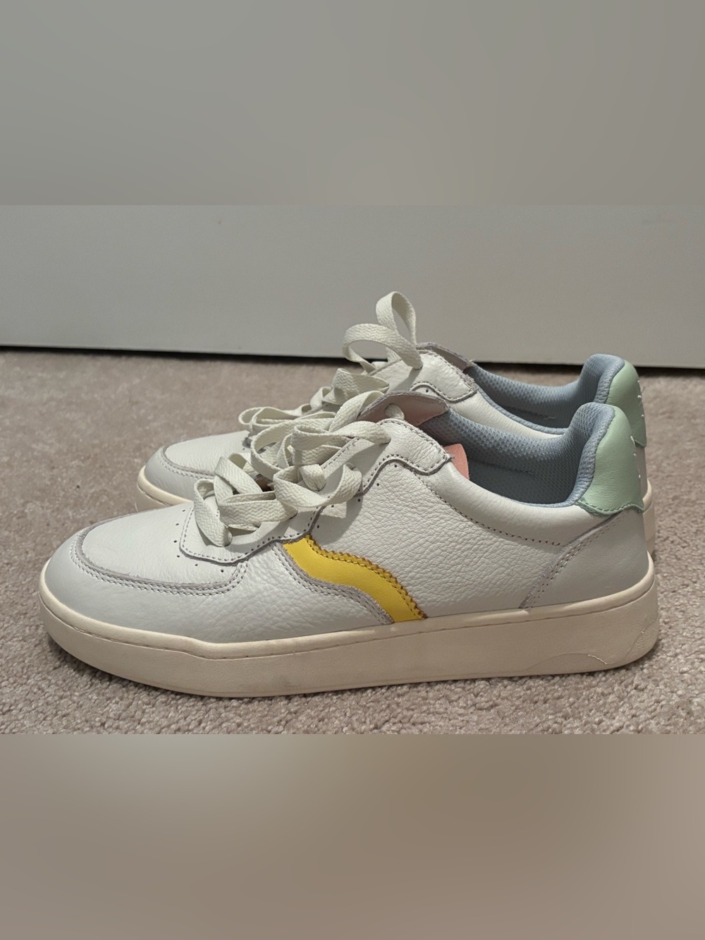 Soludos Women’s Size 9 Roma White Leather Sneakers Pastel New Casual Tennis Shoe